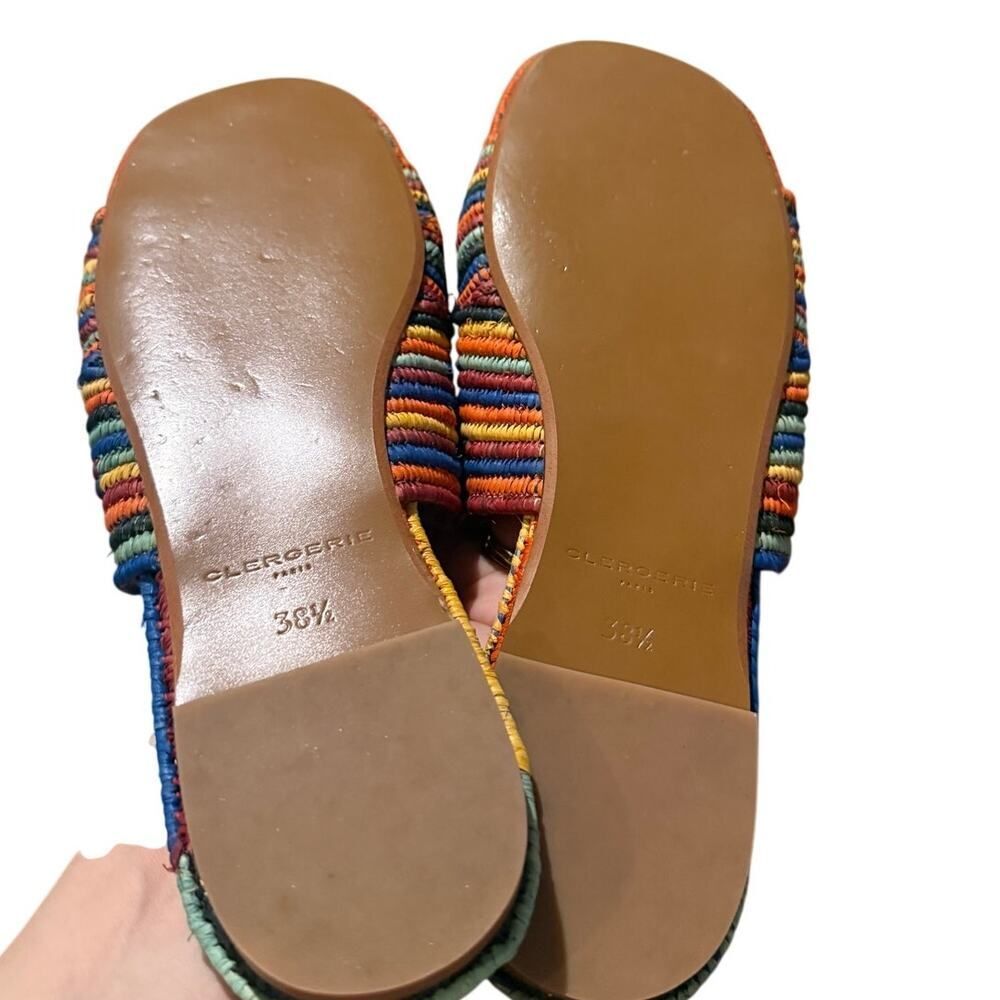 NWOT Clergerie Ineni Raffia Slides in Rainbow Women’s Sz. 38.5 (US 8) - Picture 3 of 7